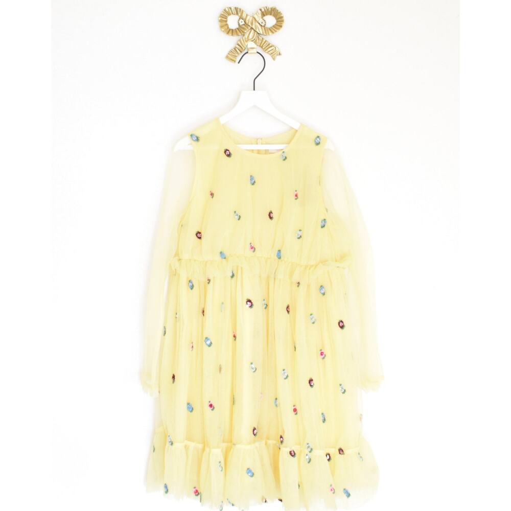pink chicken Yellow Rosette Dress / 8